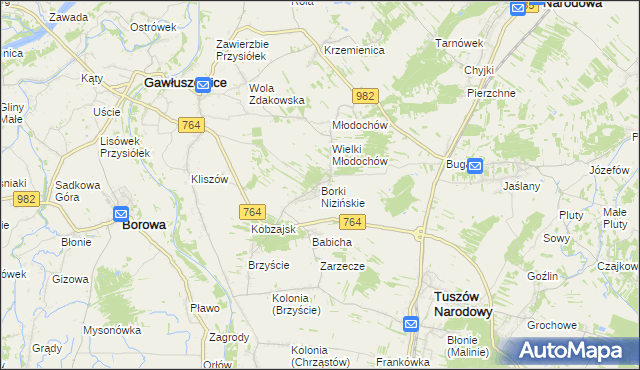 mapa Borki Nizińskie, Borki Nizińskie na mapie Targeo