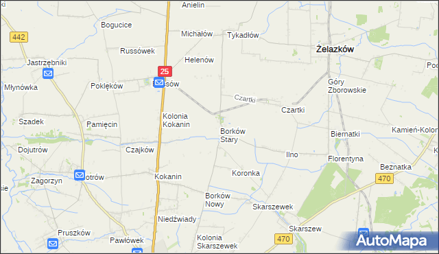 mapa Borków Stary, Borków Stary na mapie Targeo