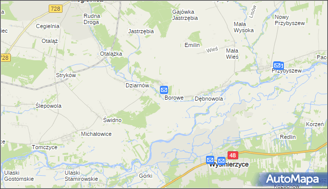 mapa Borowe gmina Mogielnica, Borowe gmina Mogielnica na mapie Targeo
