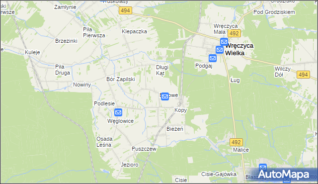 mapa Borowe gmina Wręczyca Wielka, Borowe gmina Wręczyca Wielka na mapie Targeo