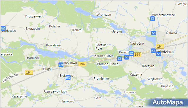 mapa Borowo-Młyn, Borowo-Młyn na mapie Targeo