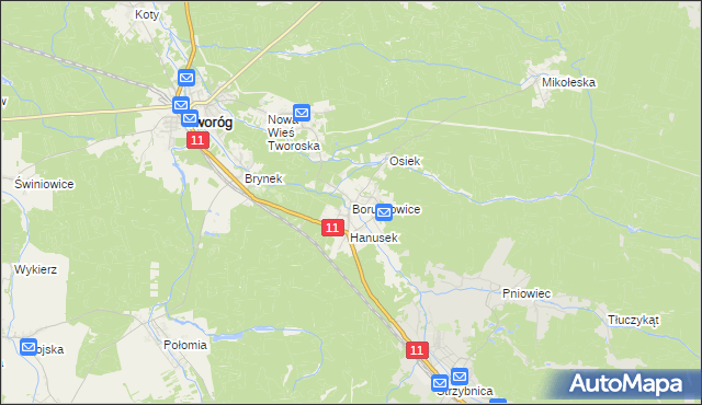 mapa Boruszowice, Boruszowice na mapie Targeo