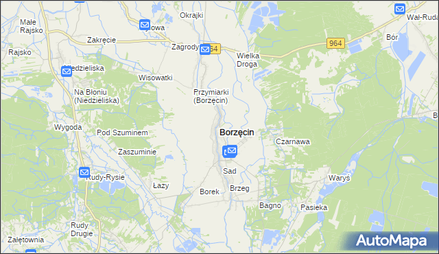 mapa Borzęcin powiat brzeski, Borzęcin powiat brzeski na mapie Targeo
