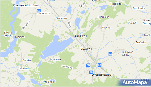 mapa Boszkowo-Letnisko, Boszkowo-Letnisko na mapie Targeo