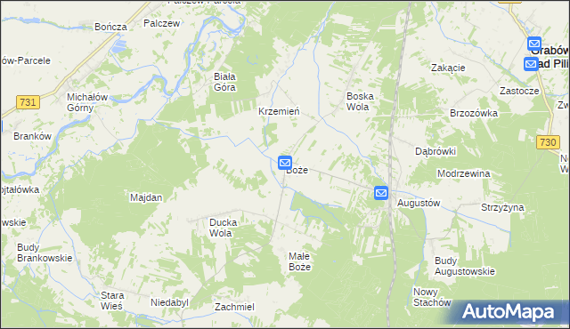 mapa Boże gmina Stromiec, Boże gmina Stromiec na mapie Targeo