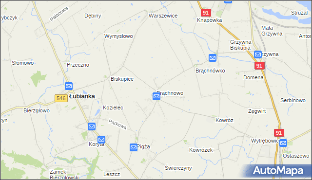 mapa Brąchnowo, Brąchnowo na mapie Targeo