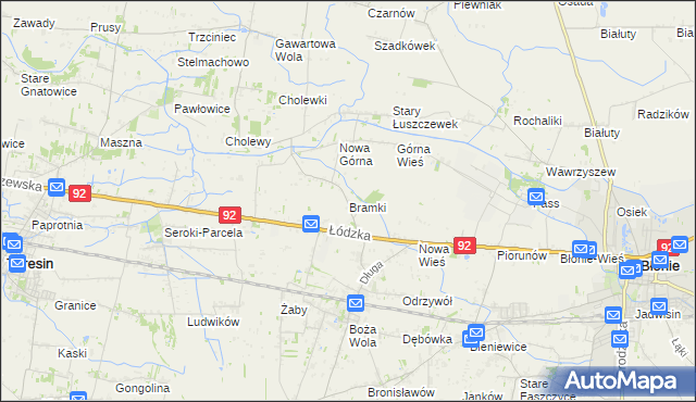 mapa Bramki, Bramki na mapie Targeo