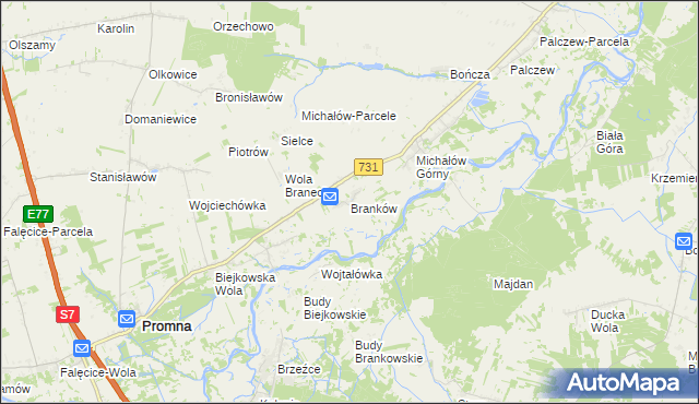 mapa Branków, Branków na mapie Targeo