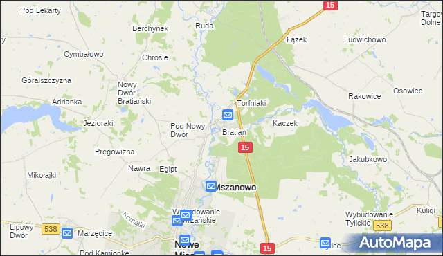 mapa Bratian, Bratian na mapie Targeo