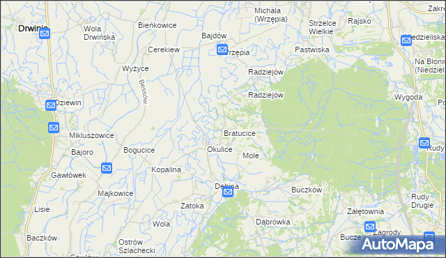 mapa Bratucice, Bratucice na mapie Targeo