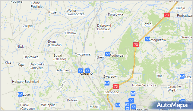 mapa Breń gmina Olesno, Breń gmina Olesno na mapie Targeo
