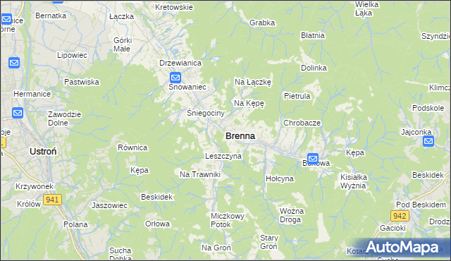 mapa Brenna, Brenna na mapie Targeo