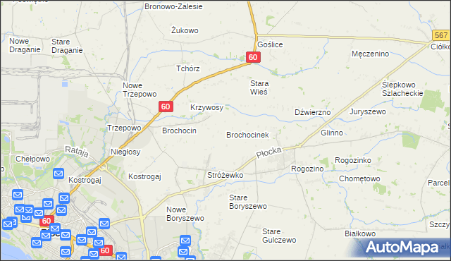 mapa Brochocinek gmina Radzanowo, Brochocinek gmina Radzanowo na mapie Targeo