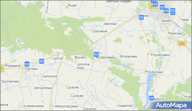 mapa Brodziszewo, Brodziszewo na mapie Targeo