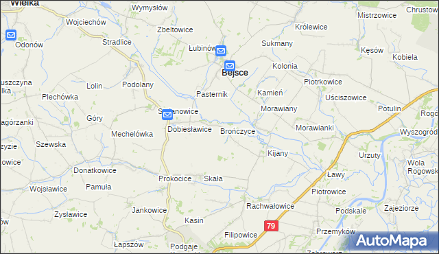 mapa Brończyce gmina Bejsce, Brończyce gmina Bejsce na mapie Targeo