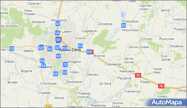 mapa Bronina, Bronina na mapie Targeo