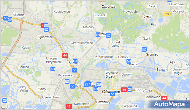 mapa Broszkowice, Broszkowice na mapie Targeo