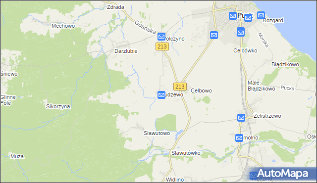 mapa Brudzewo gmina Puck, Brudzewo gmina Puck na mapie Targeo