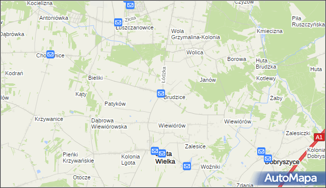 mapa Brudzice, Brudzice na mapie Targeo