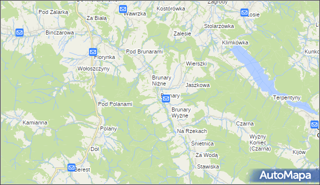 mapa Brunary, Brunary na mapie Targeo