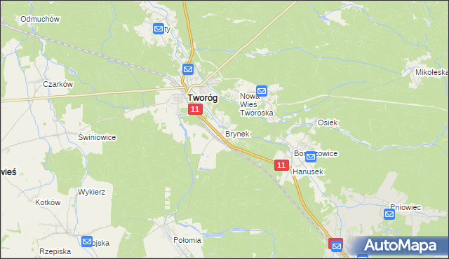 mapa Brynek, Brynek na mapie Targeo