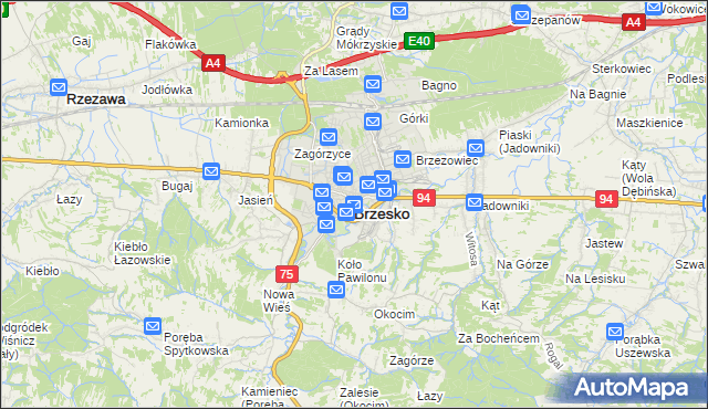 mapa Brzesko, Brzesko na mapie Targeo