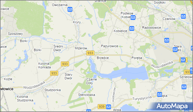 mapa Brzeźce gmina Pszczyna, Brzeźce gmina Pszczyna na mapie Targeo