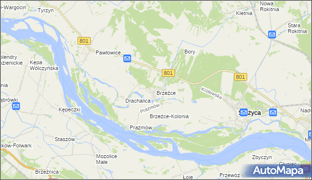 mapa Brzeźce gmina Stężyca, Brzeźce gmina Stężyca na mapie Targeo