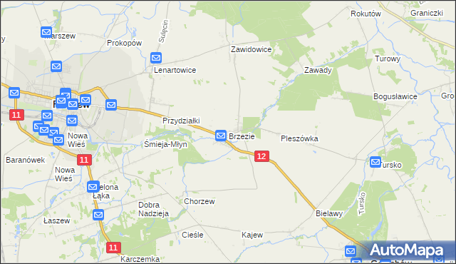 mapa Brzezie gmina Pleszew, Brzezie gmina Pleszew na mapie Targeo