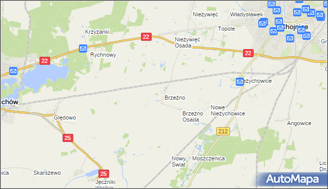 mapa Brzeźno gmina Człuchów, Brzeźno gmina Człuchów na mapie Targeo