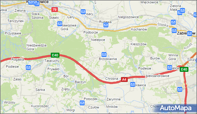 mapa Brzoskwinia, Brzoskwinia na mapie Targeo