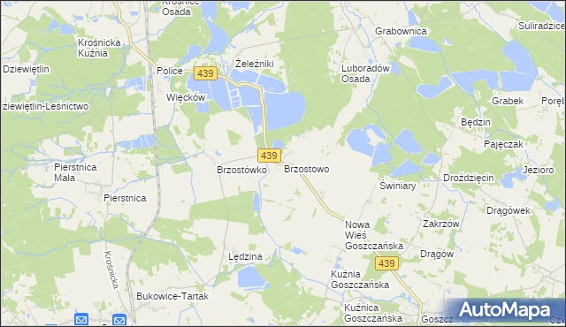 mapa Brzostowo gmina Krośnice, Brzostowo gmina Krośnice na mapie Targeo