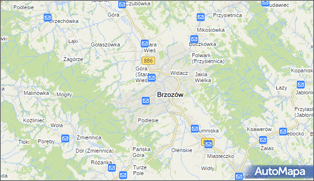 mapa Brzozów, Brzozów na mapie Targeo
