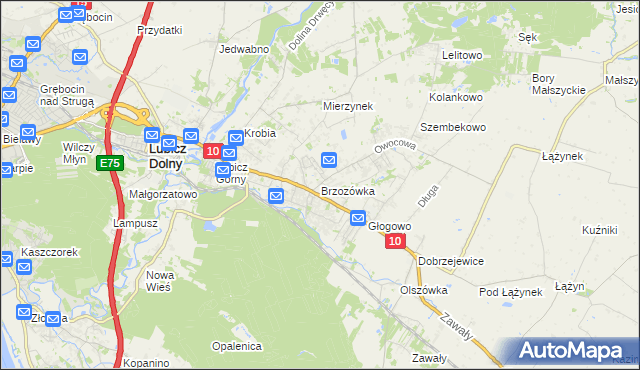 mapa Brzozówka gmina Obrowo, Brzozówka gmina Obrowo na mapie Targeo