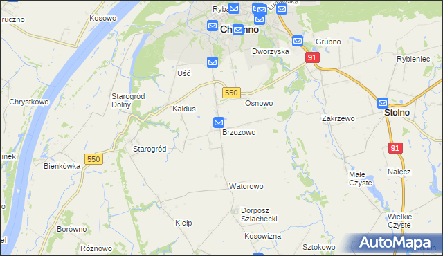mapa Brzozowo gmina Kijewo Królewskie, Brzozowo gmina Kijewo Królewskie na mapie Targeo