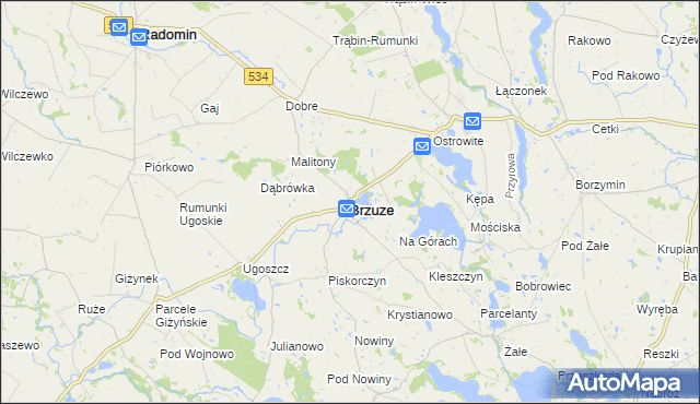 mapa Brzuze, Brzuze na mapie Targeo