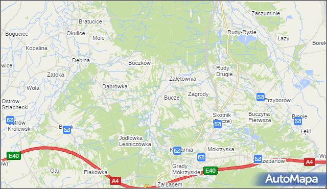 mapa Bucze gmina Brzesko, Bucze gmina Brzesko na mapie Targeo