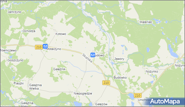 mapa Budowo, Budowo na mapie Targeo