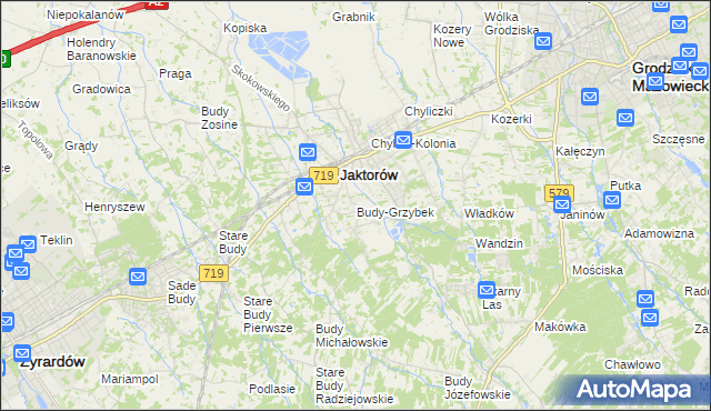 mapa Budy-Grzybek, Budy-Grzybek na mapie Targeo