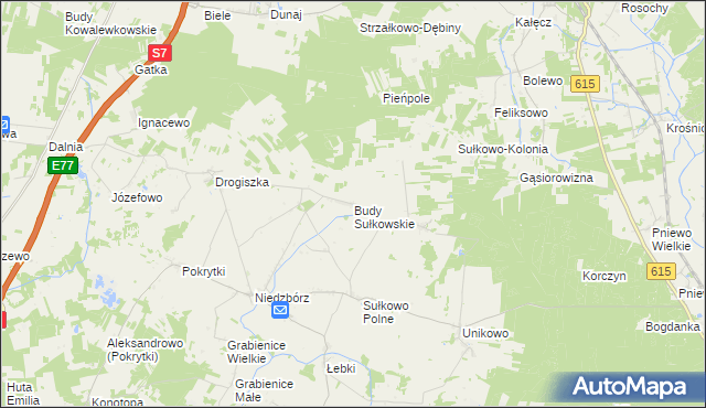 mapa Budy Sułkowskie gmina Strzegowo, Budy Sułkowskie gmina Strzegowo na mapie Targeo