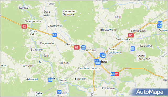 mapa Budziska gmina Łochów, Budziska gmina Łochów na mapie Targeo