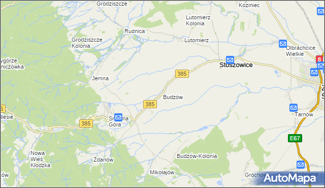 mapa Budzów gmina Stoszowice, Budzów gmina Stoszowice na mapie Targeo