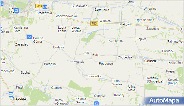 mapa Buk gmina Gołcza, Buk gmina Gołcza na mapie Targeo