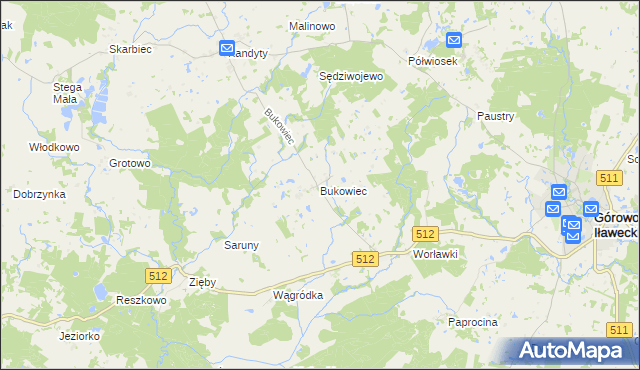 mapa Bukowiec gmina Górowo Iławeckie, Bukowiec gmina Górowo Iławeckie na mapie Targeo