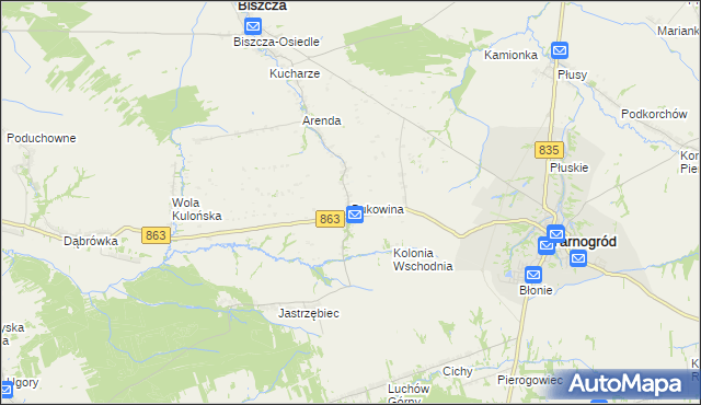 mapa Bukowina gmina Biszcza, Bukowina gmina Biszcza na mapie Targeo