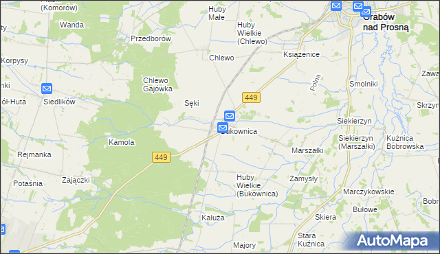 mapa Bukownica gmina Grabów nad Prosną, Bukownica gmina Grabów nad Prosną na mapie Targeo