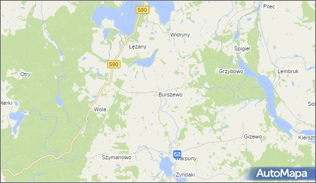 mapa Burszewo, Burszewo na mapie Targeo