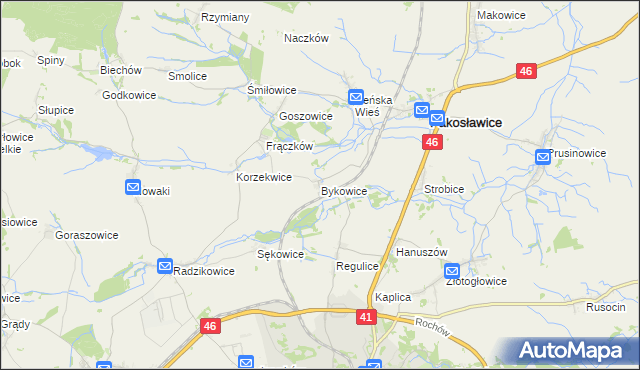 mapa Bykowice, Bykowice na mapie Targeo