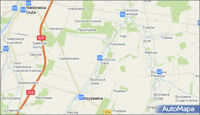 mapa Bystrzyca Stara, Bystrzyca Stara na mapie Targeo