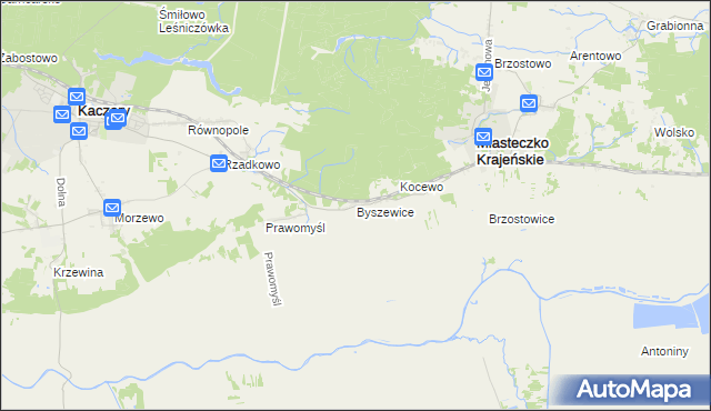 mapa Byszewice gmina Kaczory, Byszewice gmina Kaczory na mapie Targeo